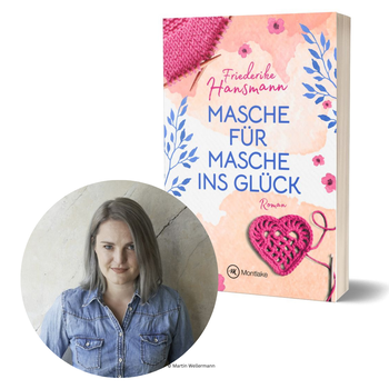 Foto von Friederike Hansmann mit Buch im Hintergrund - Martin Wellermann Foto von Friederike Hansmann mit Buch im Hintergrund